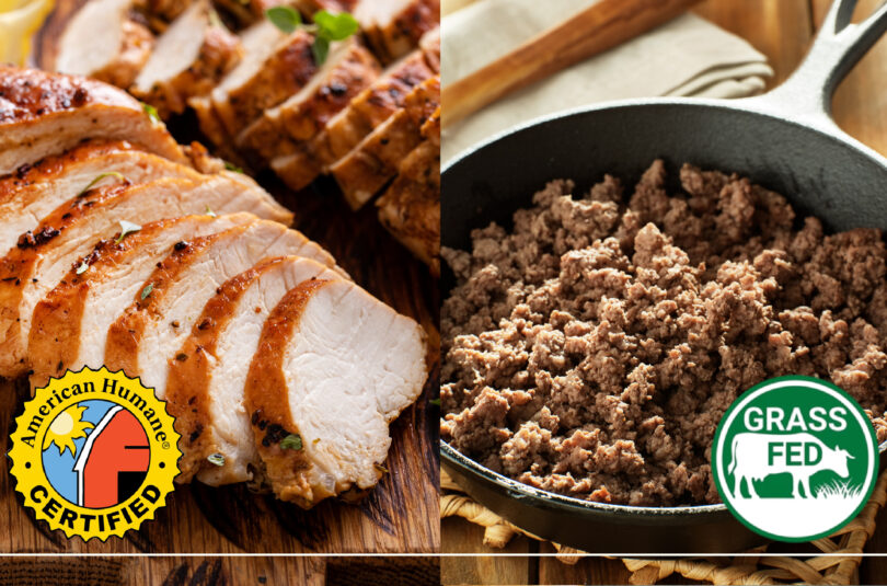 $4.99/lb Grass Fed Ground Beef & Chicken Breasts