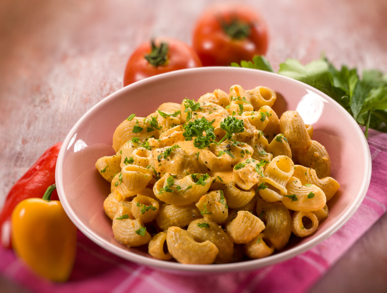 pasta with pepper cream sauce, selective focus Miso Master Sweet, Spicy Butternut Mac & Cheese
