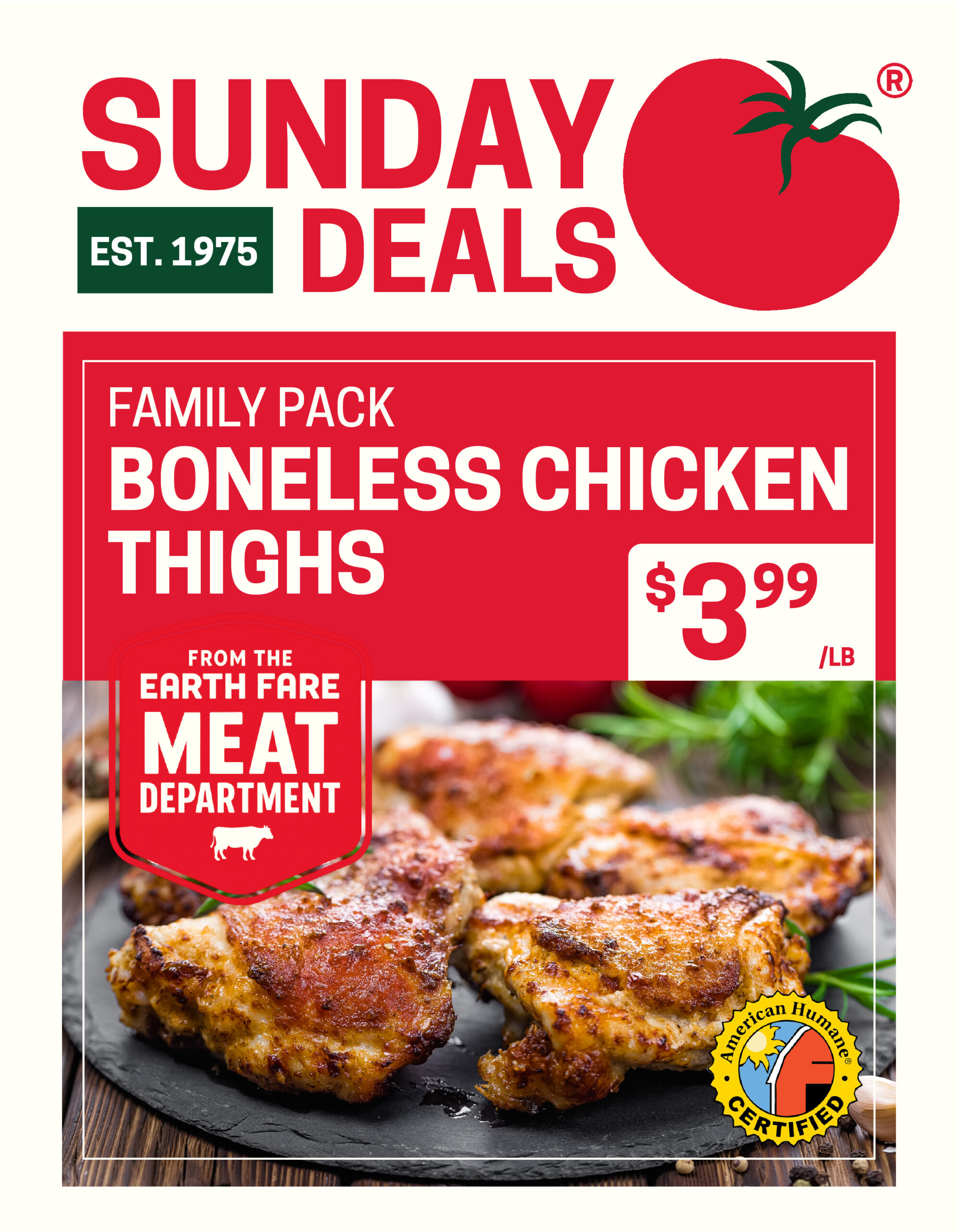 $3.99/lb Family Pack Boneless Chicken Thighs