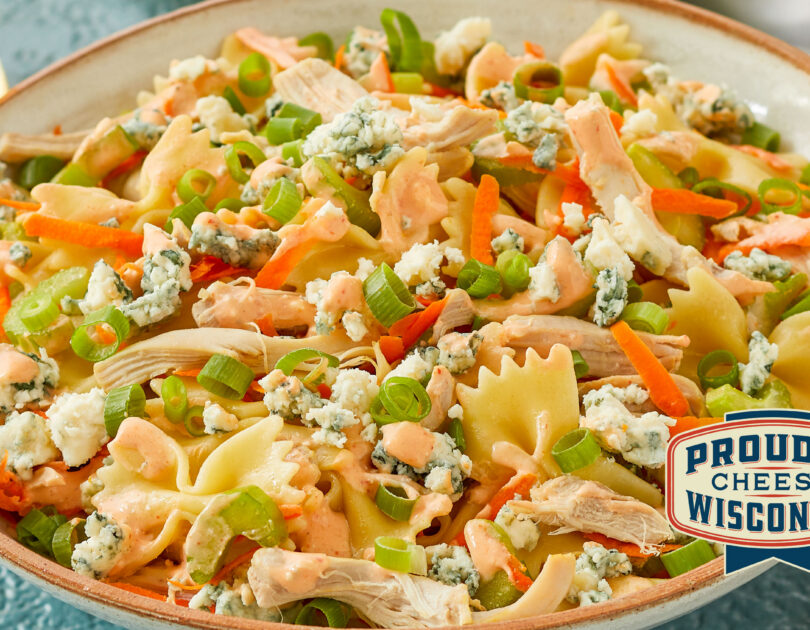 buffalo-chicken-pasta-salad-bc-wlogo-DFW Buffalo Chicken Pasta Salad