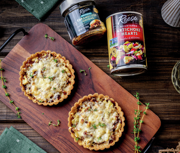 Caramelized Onion & Artichoke Tartlets