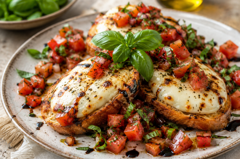 c87c22e5-ba03-4982-82be-a80a344b986f Summer Garden Bruschetta with Baked Mozzarella Crostini