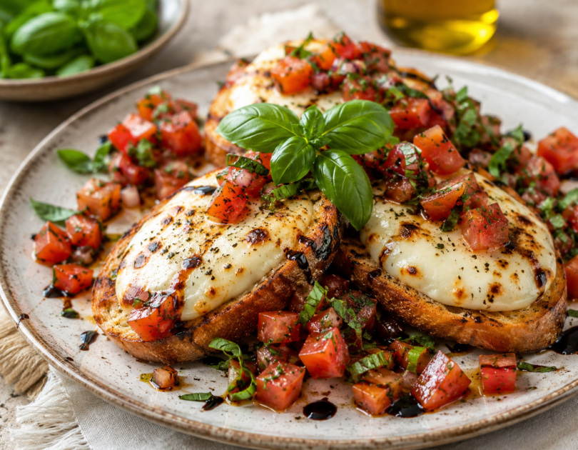 c87c22e5-ba03-4982-82be-a80a344b986f Summer Garden Bruschetta with Baked Mozzarella Crostini