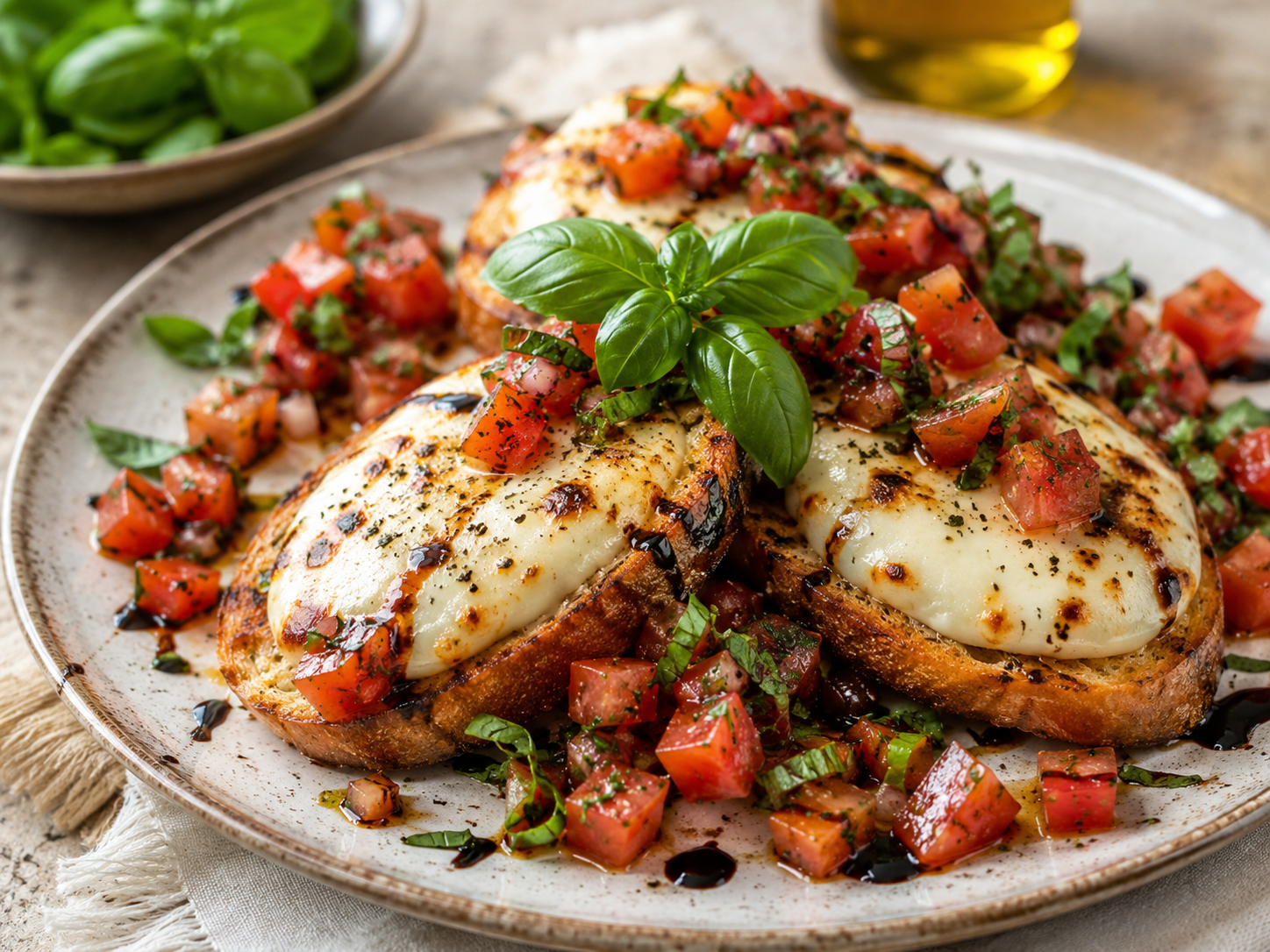 c87c22e5-ba03-4982-82be-a80a344b986f Summer Garden Bruschetta with Baked Mozzarella Crostini
